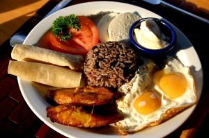 Gallo pinto, a typical breakfast dish in Costa Rica