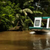 Boat in Tortuguero National park in Costa Rica.