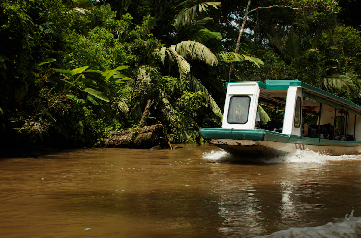 Boat in Tortuguero National park in Costa Rica.