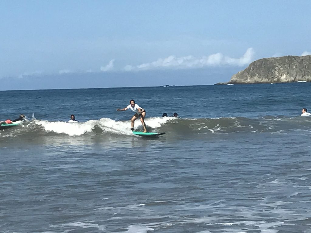 Learning how to surf on Spanish immersion in Costa Rica