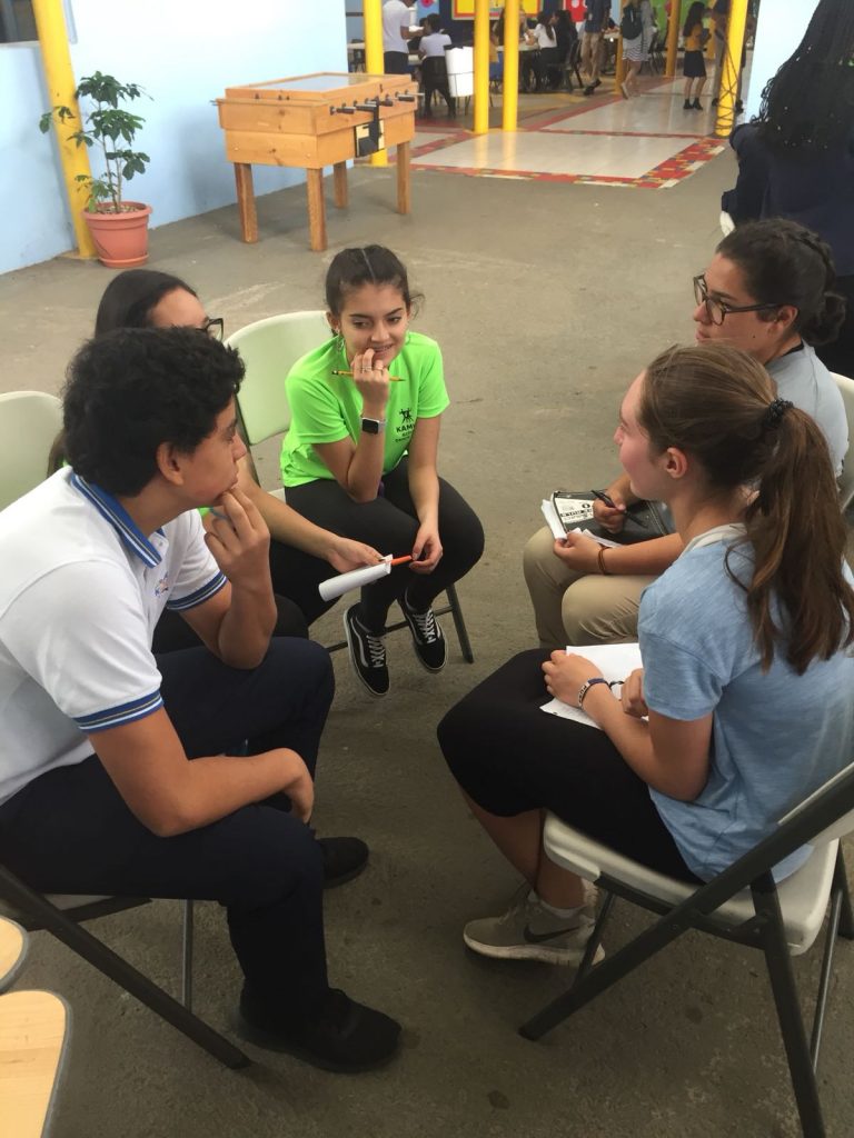 High school immersion participants getting to know Costa Rican students