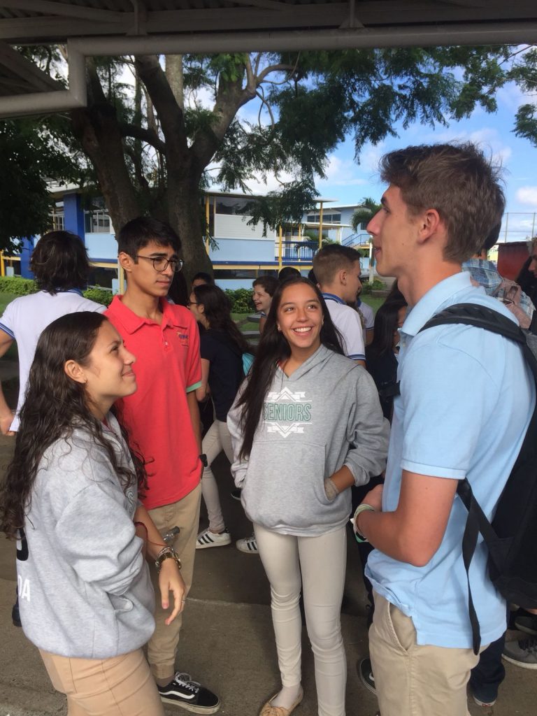 American and Costa Rican students meeting for a language exchange