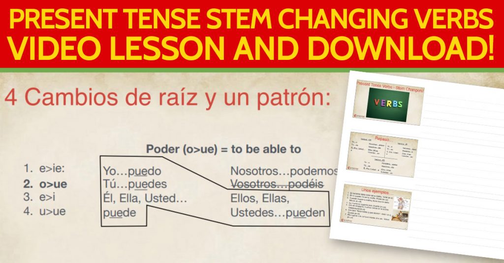 Present Tense Stem Changing Verbs in Spanish for healthcare context